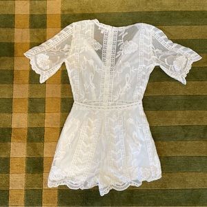 White Lace Socialite Romper Jumpsuit